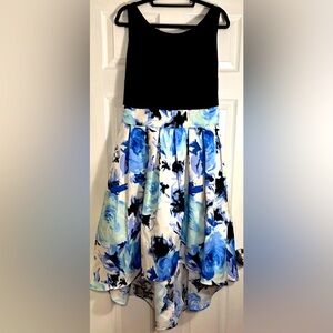 Black dress with blue flowers 16W